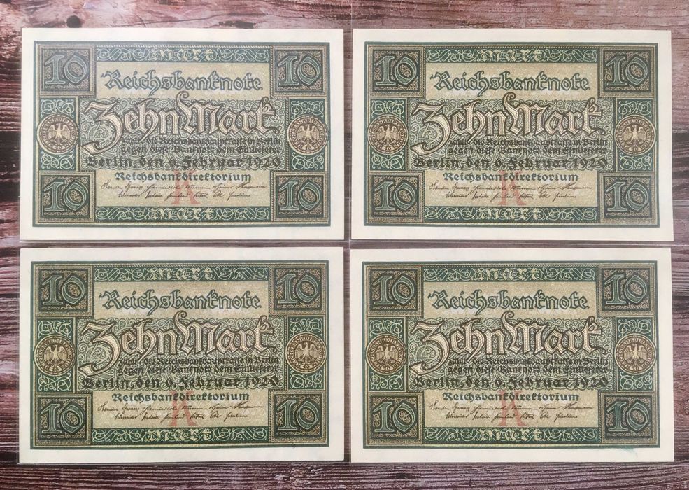10 marek 1920 rok - zestaw 4 szt. - kolejne numery - stan UNC