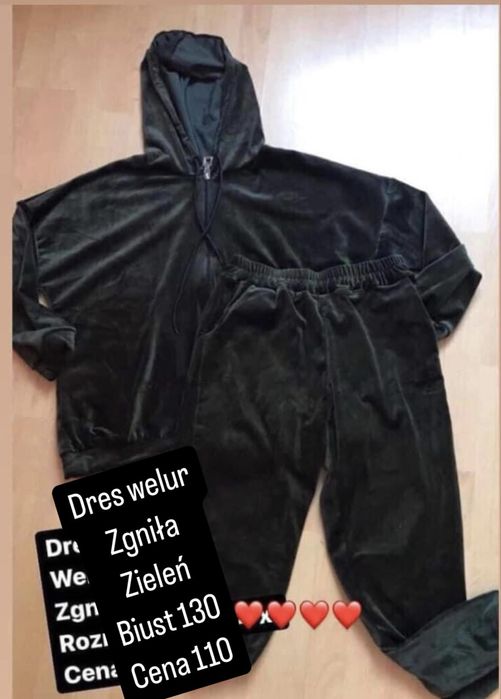 Dres welurowy biust 130 zielony ciemny