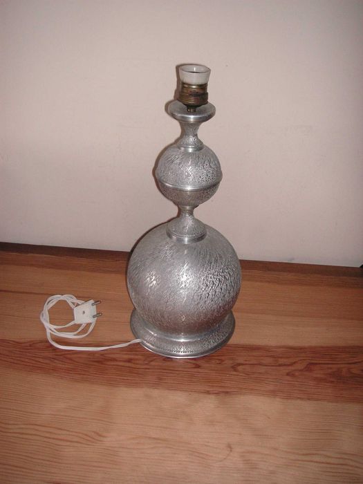 Base de Candeeiro de Metal Prateado e Metal Dourado