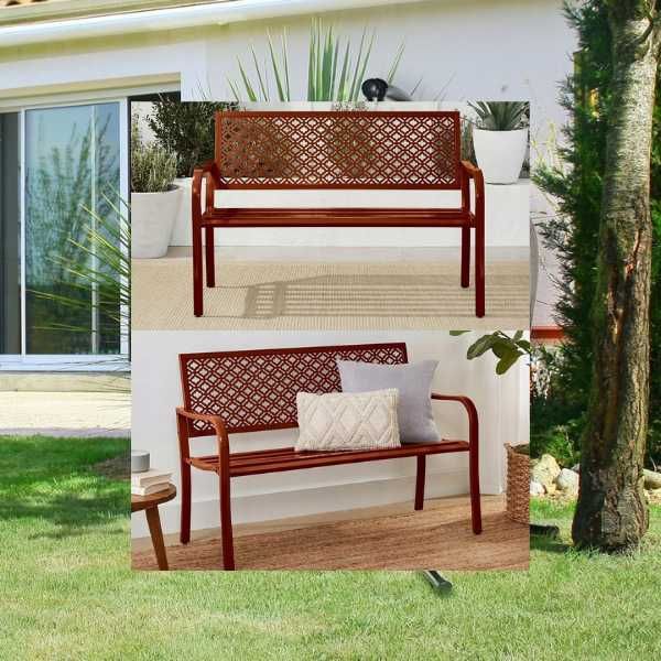 ŁAWKA ogrodowa metalowa brązowa meble ogród DUŻY wybór DaMaOutlet.pl