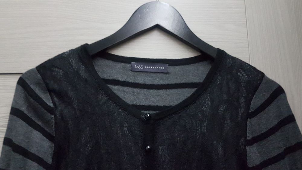 Damski, rozpinany sweter w paski marki Marks&Spencer rozm. M