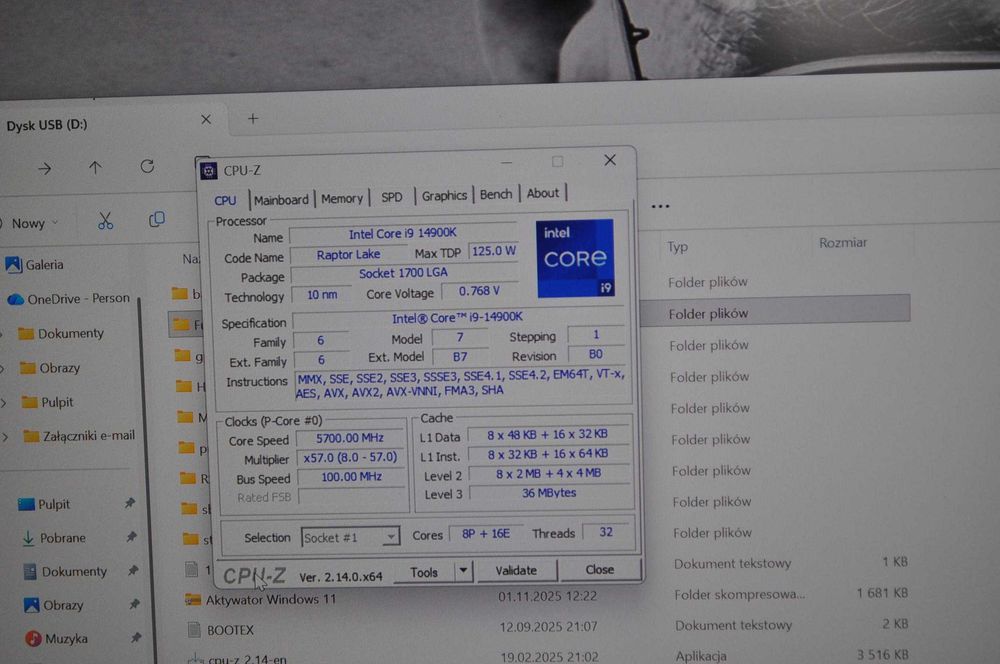 Komputer gamingowy i9 14900K  32 GB ddr5  1Tb SSD M.2  SSD 750W