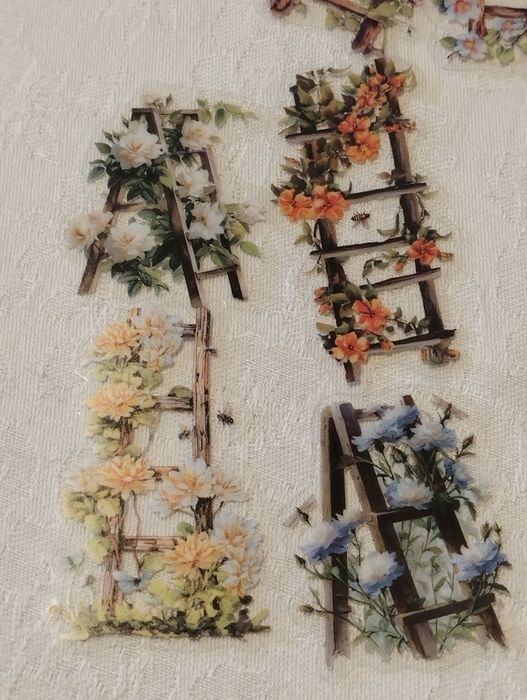 25 stickers autocolantes, escadas floridas