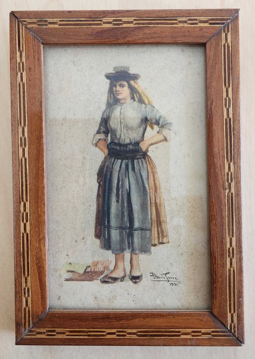 Litografia de Alberto de Souza- Varina de Ovar [emoldurada]