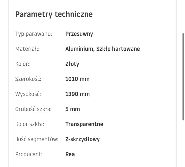 Parawan nawannowy REA FABIAN przesuwany rozsuwany nowy nierozpakowany