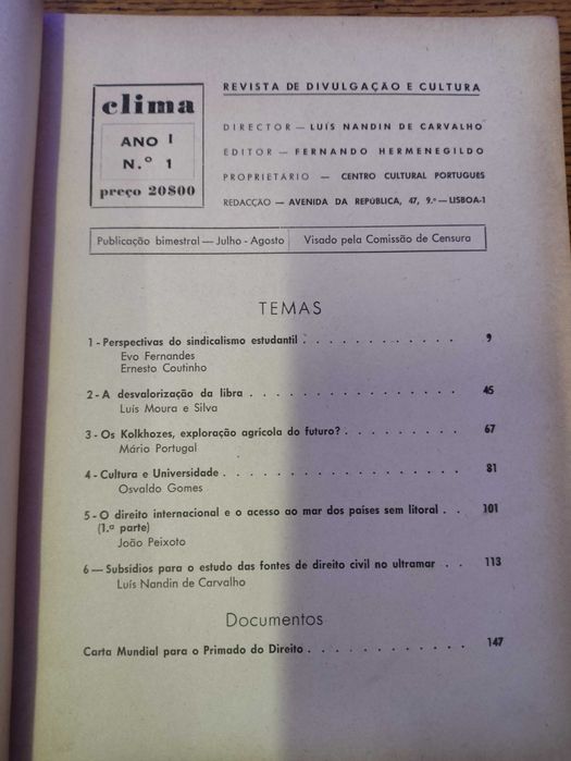 Revista Antiga Clima — Ano I Nº 1