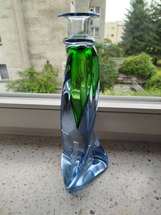 A. JABLONSKI rzadki, skrecony, krysztalowy wazon 29 cm