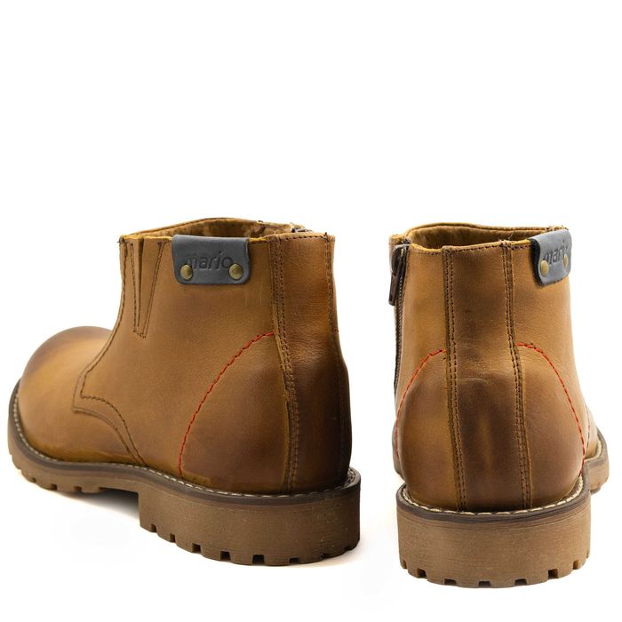 Buty zimowe męskie skórzane ocieplane sztyblety zamek POLSKIE 815br