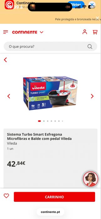 Sistema Turbo Smart Esfregona Microfibras e Balde com pedal Vileda