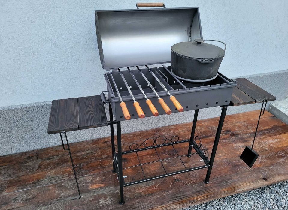 • РУЧНОЇ РОБОТИ! • 3/4/5/6мм! • Стаціонарний Мангал з Кришкою Барбекю