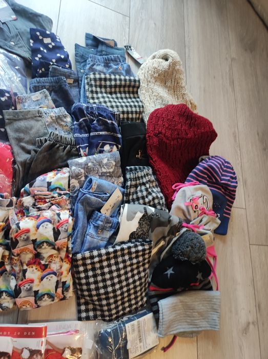 Paka ubrań nowe spodnie,  getry, rajstopy