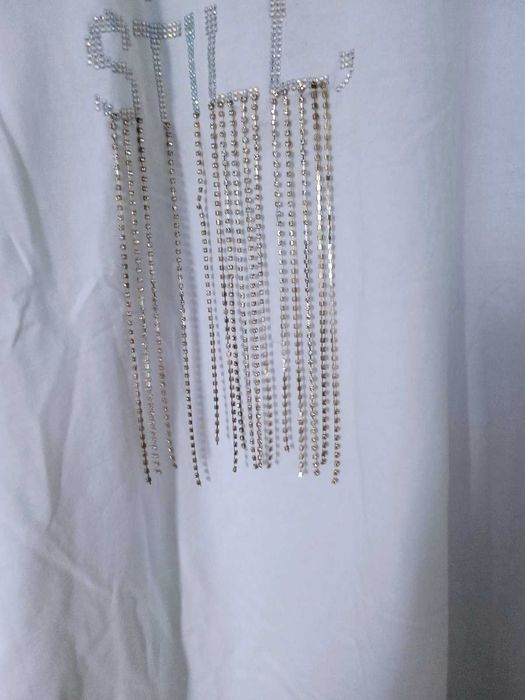 Майка футболка белая Mea Milano с металлическими висюльками