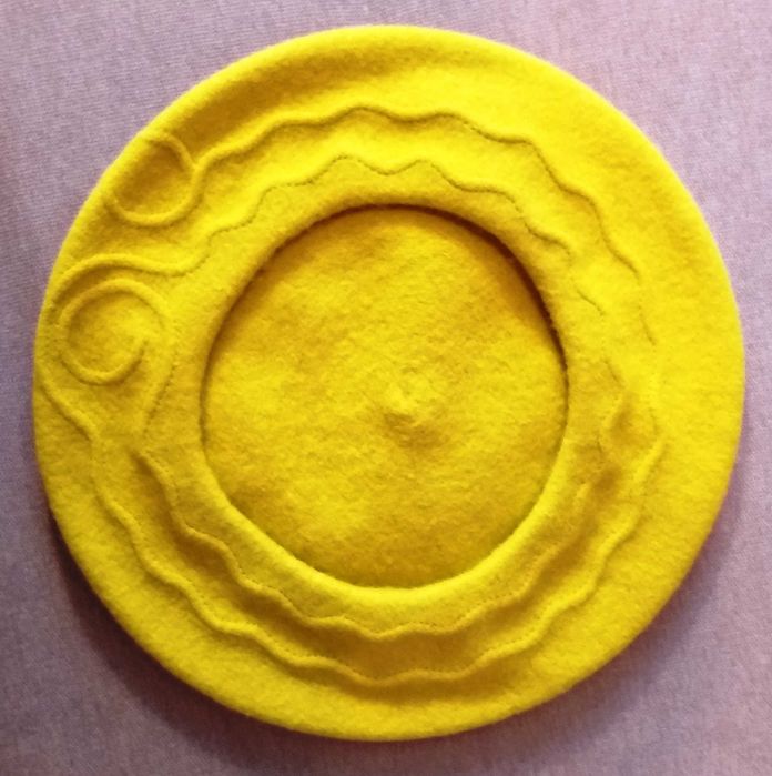 Beret damski groszek limonka