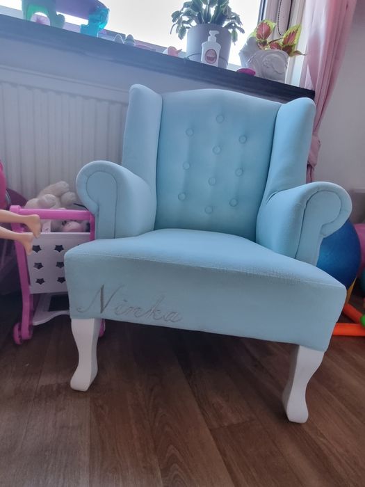 Fotel dziecięcy błękitny z imieniem Ninka