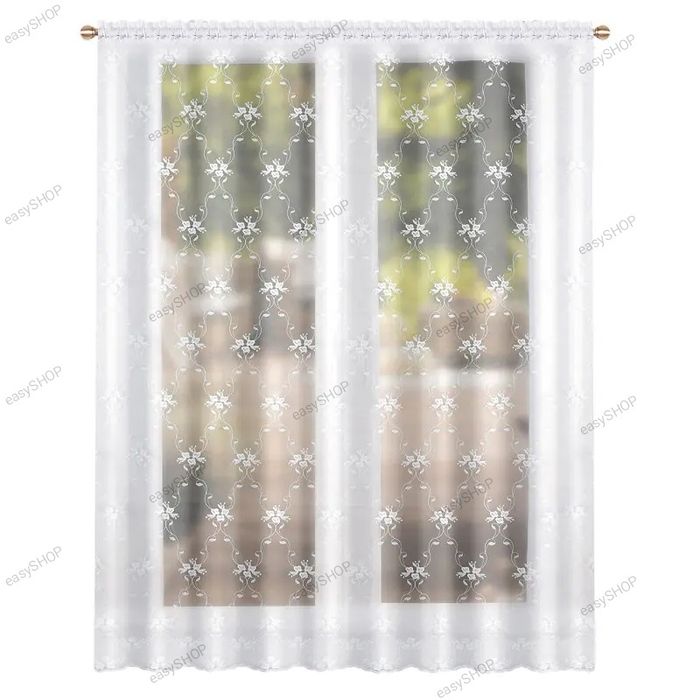 Firana z markizety 250x400 w haftowane kwiaty