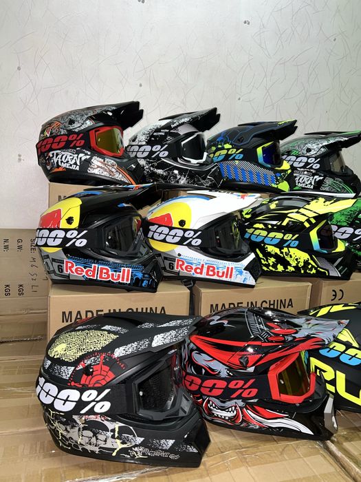 Мотошлем эндуро кроссовый мото шлем +очки Новый!