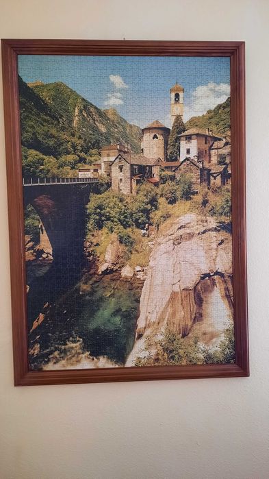 quadro puzzle grande caixilho em madeira