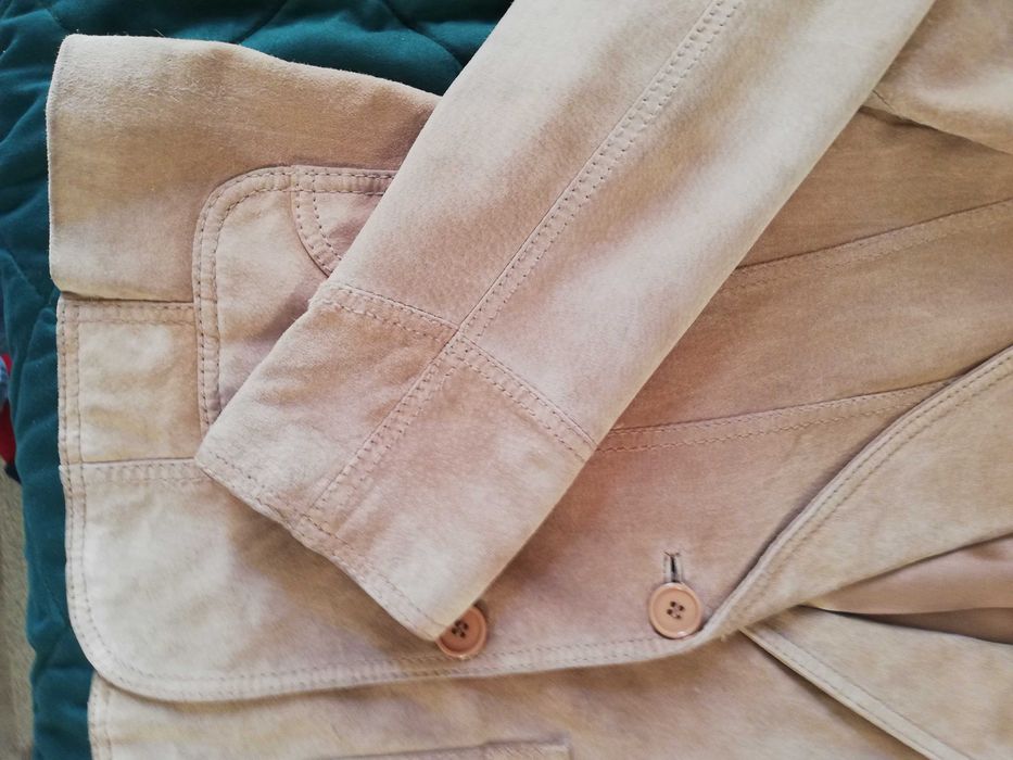 Kurtka damska skóra zamsz naturalny beż 38