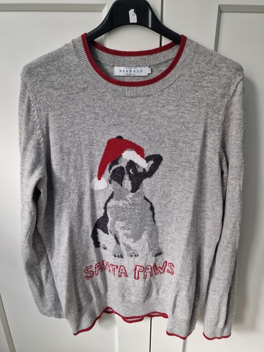 Swiateczny sweter by John Levis Lewis L święty Mikołaj buldog francusk