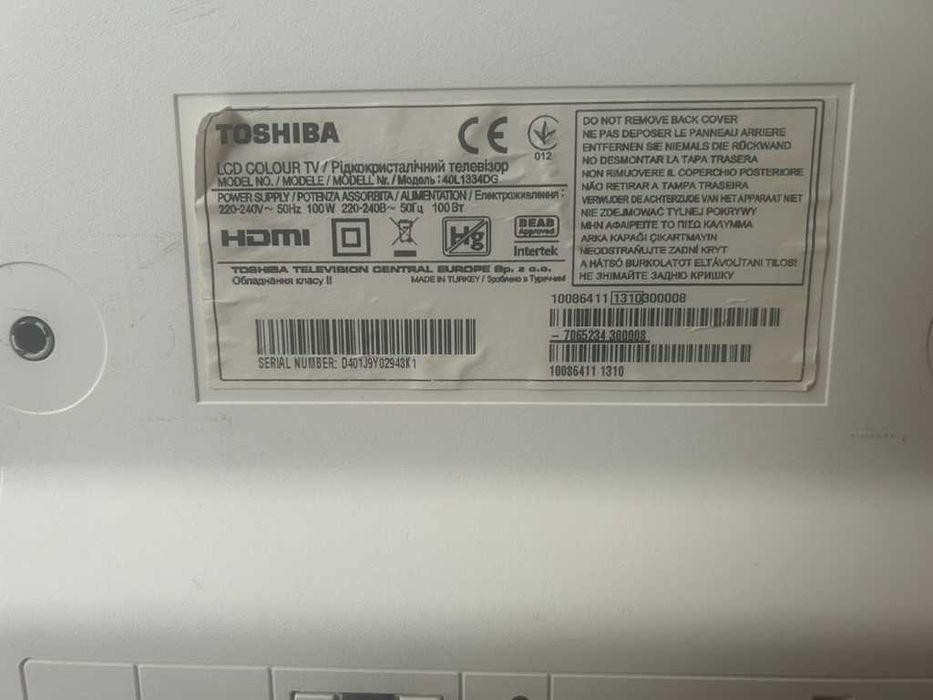 Телевізор Toshiba 40L1334DG