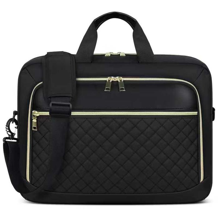 Elegancka torba na laptopa damska czarna pikowana biznesowa pojemna