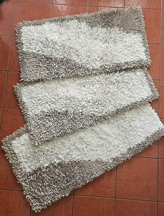 conjunto de 3 tapetes beges