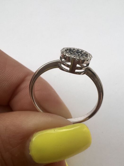 Золотое кольцо с сапфирами и бриллиантами Sova белое золото 585 проба