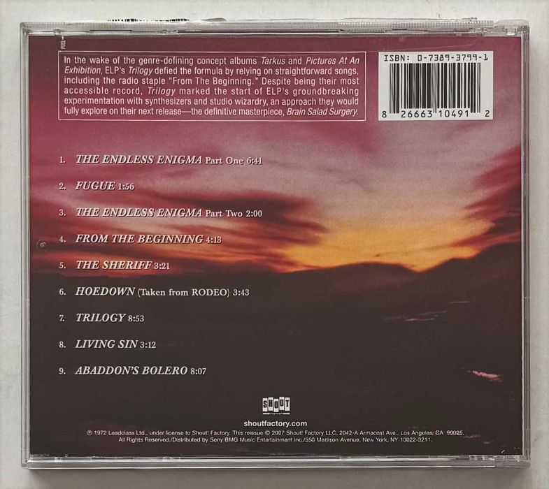 CD_Emerson Lake & Palmer, Trilogy. Remasterizado. Muito estimado, como novo.