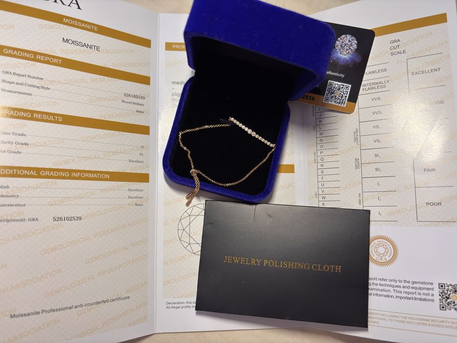 Браслет з муасанітом (Moissanite), регульований