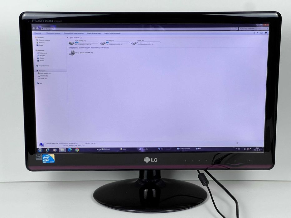 Monitor LG Flatron E2250T + zasilacz + kabel DVI