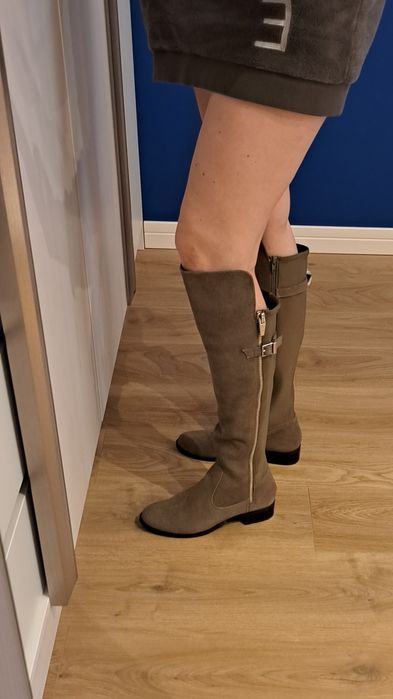 Сапоги осень-весна Calvin klein ботфорты замш. чоботи р. 8,5 на 39-40