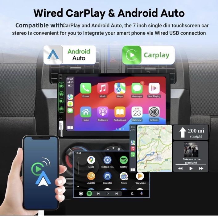 Radio 1 Din com carplay e camara
