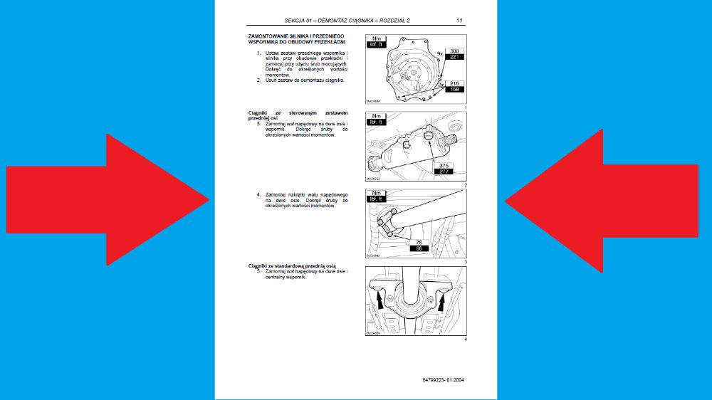 NEW HOLLAND TS 100A,110A, 115A, 125A, 135A instrukcja napraw PO POLSKU