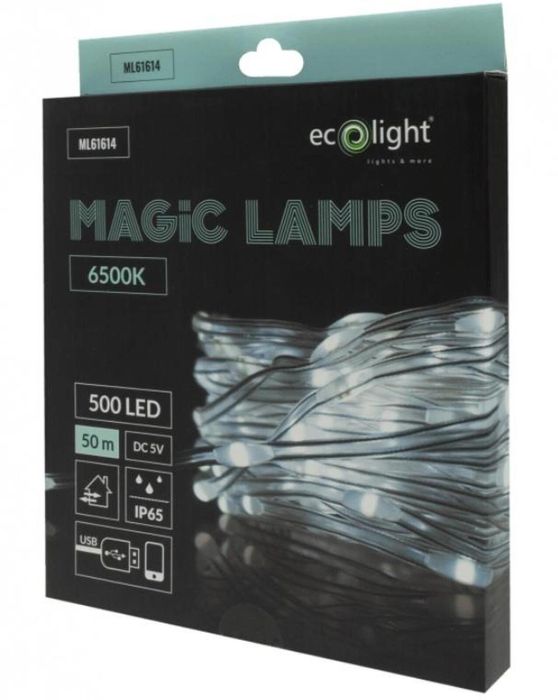 Magiczne lampki 500 led 6500K 50m DC5V Eco Light