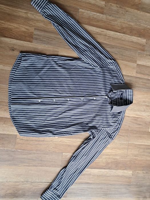 Koszula w paski Hugo Boss 41 L XL czarno biała Bawełniana