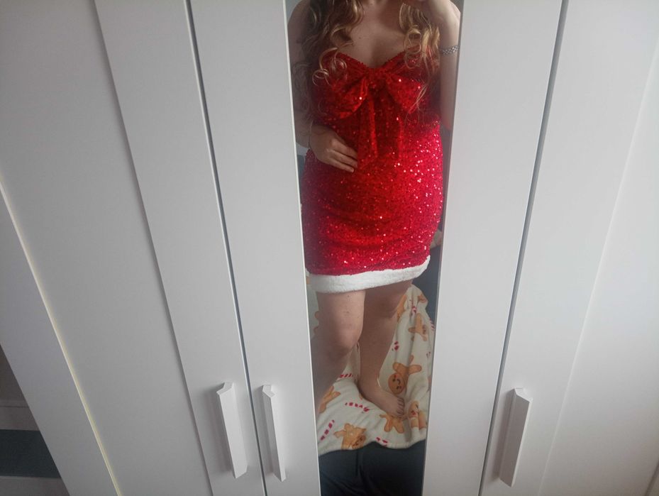 Sukienka z kokardą i błyskiem,XL