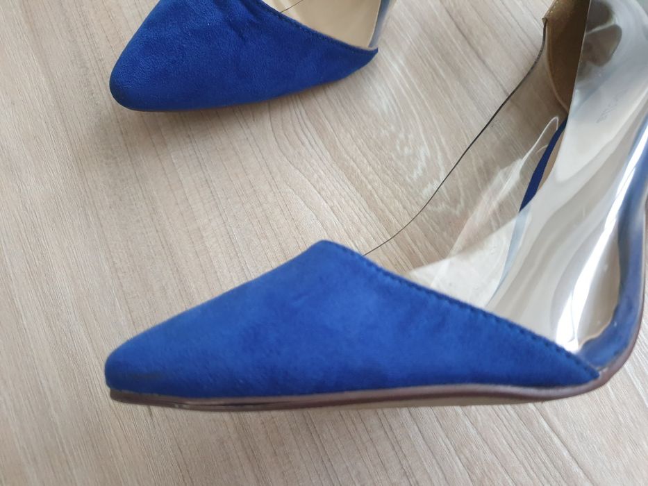 Silikonowe buty na obcasie 40, kobaltowa, beżowe