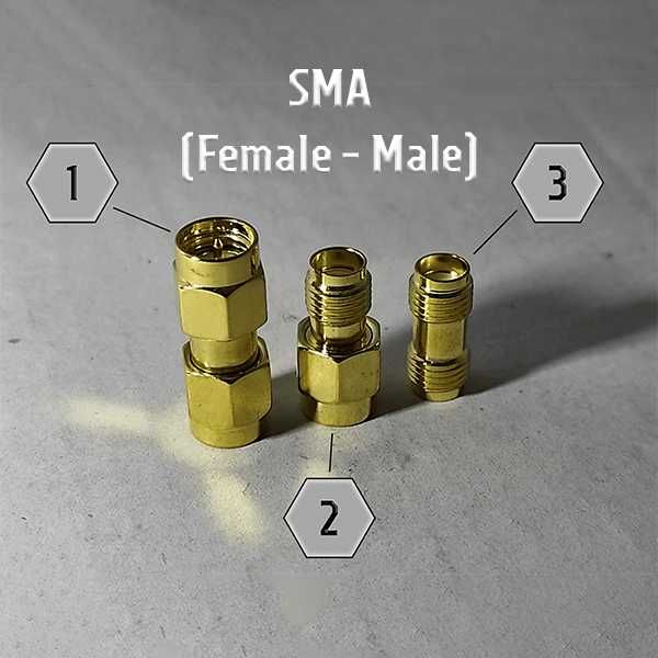 ••• Перехідник SMA антенний, адаптер SMA Female Male SMA-F-SMA-F SMA-M-SMA-M латунний для рацій, радіостанцій, трансіверів, Wi-Fi роутерів, репітерів