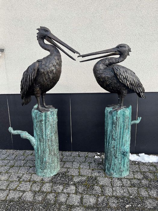 Kormoran Fontanna Z Brązu Siedzące Kormorany