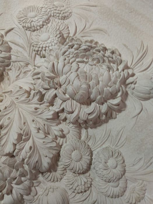 Peça Redonda em Gesso com Relevo (para pintar ou não)