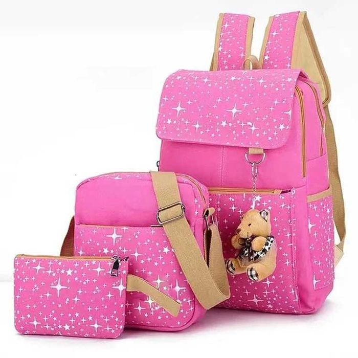 Школьный рюкзак модный, набор 1+2 и брелок Медвежонок