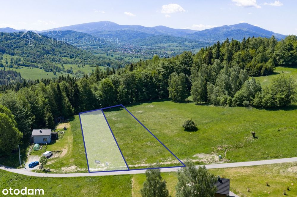 Działka z MPZP , prąd w działce (skrzynka)— 1285 m², Jeleśnia-Janiki