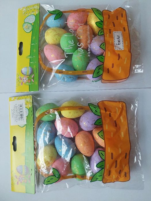 Jajka wielkanocne 24szt wys 3.5cm styropianowe kolorowe