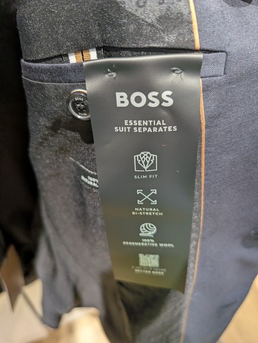 BOSS Wełniana marynarka H-Huge-S-MM-251 | Slim Fit granatowy