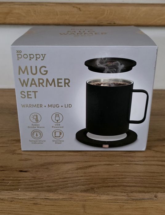 xo Poppy,Mug Warmer Set,kubek ze stali nierdzewnej z podgrzewaczem