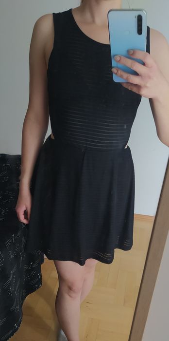 Czarna sukienka z wycięciami S | sukienka na imprezę| letnia