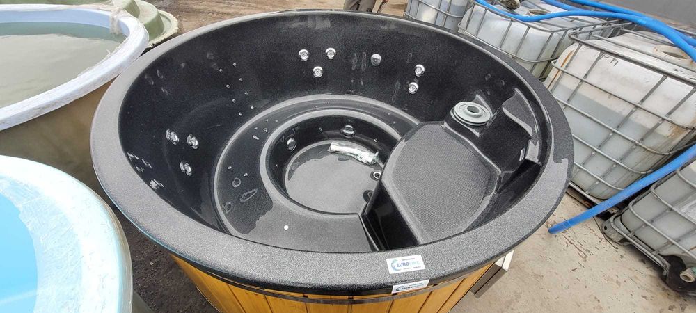 Balia ogrodowa 225cm hydromasaż ruska bania beczka hot TUB spa schody