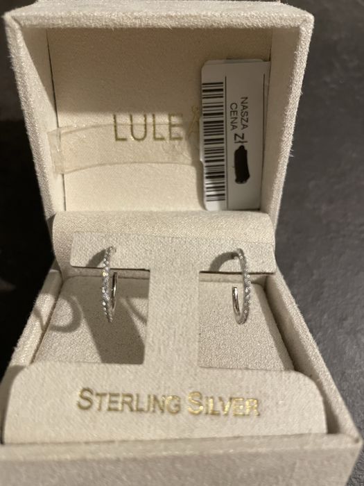 Srebrne kolczyki kółka cyrkonie delikatne sote Lulea tkmaxx