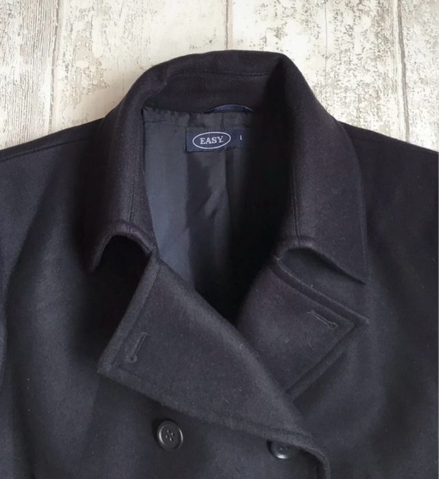 EASY Płaszcz Wełniany L XL Klasyczny Bosmanka Peacoat Elegancki Nowy !