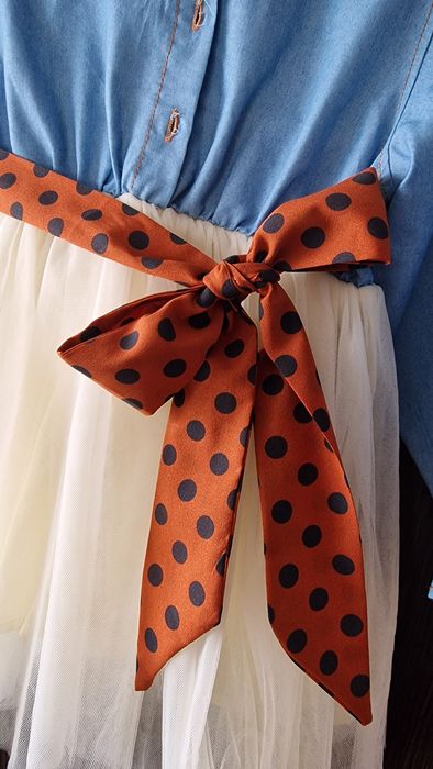 Платье для девочки 110см сине - белое